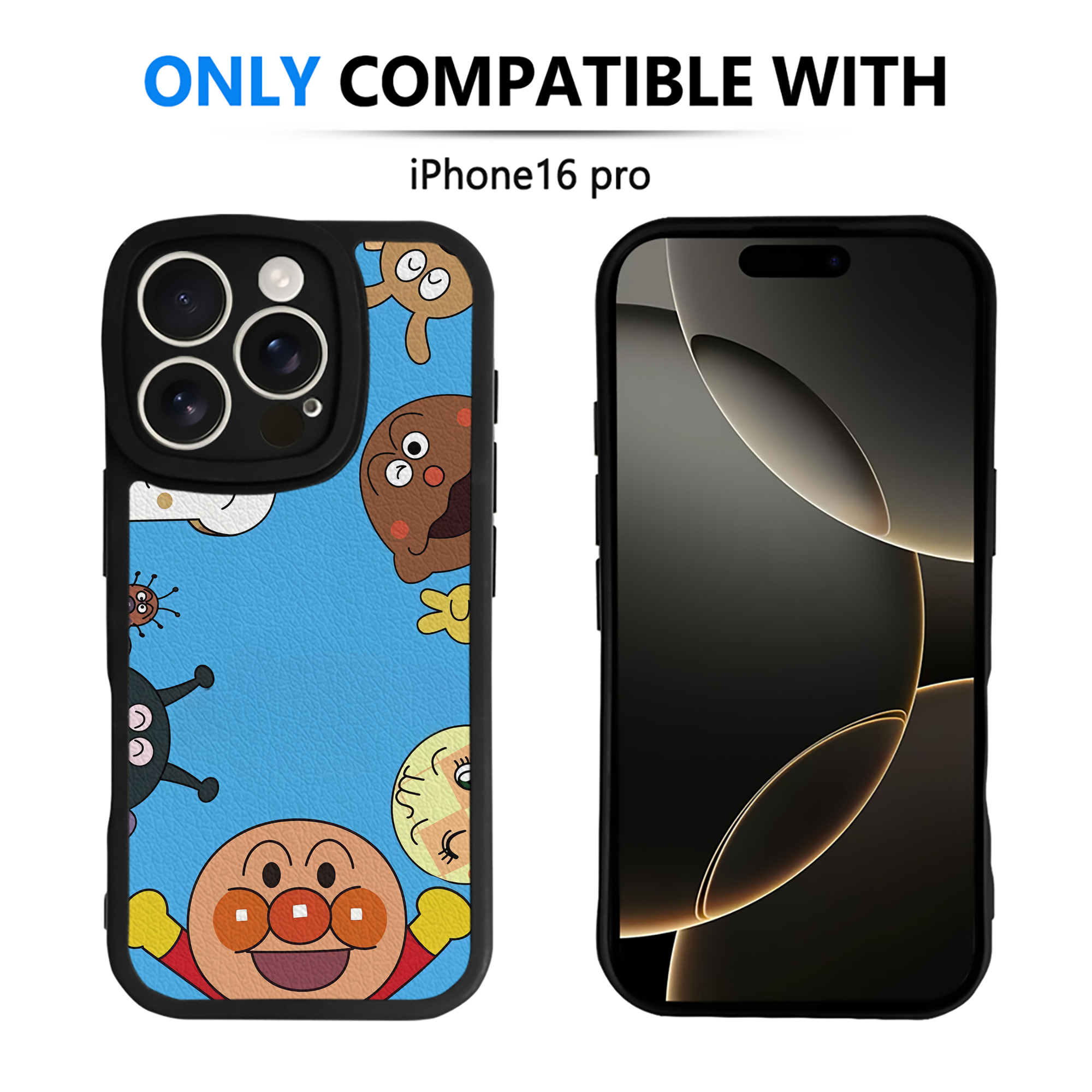 （画像用） アンパンマン Anpanman 【iPhone 16シリーズ対応】シリコンスマホケース（レザー調） 材質：シリコン
